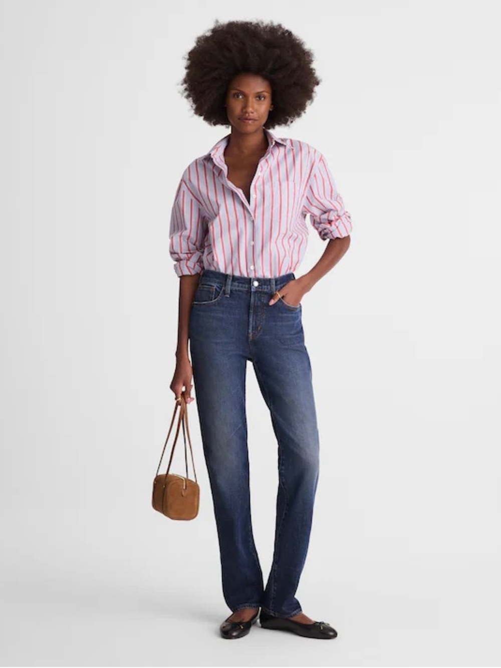 Madewell Longline Straight-Leg Washed Blue Jeans
